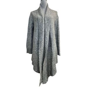 J. Jill Women's Gray Wool Open Front Cardigan Sweater M Cozy Cottagecore Fall